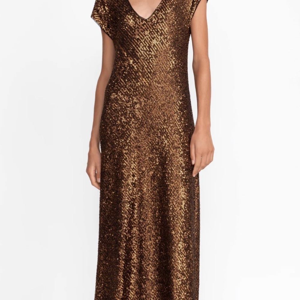 Johnny Was Bronze Sequin Maxi Dress